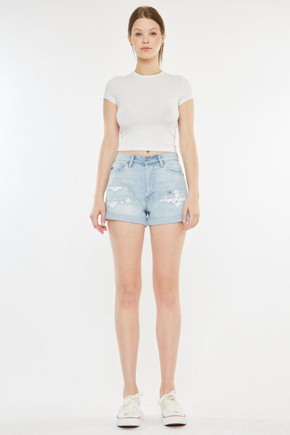 Hazel Blues® |  Kancan High Rise Repaired Mom Denim Shorts