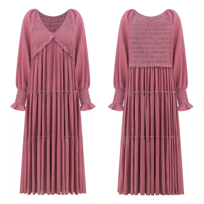 Hazel Blues® |  V-Neck Long Sleeve Tiered Maxi Dress