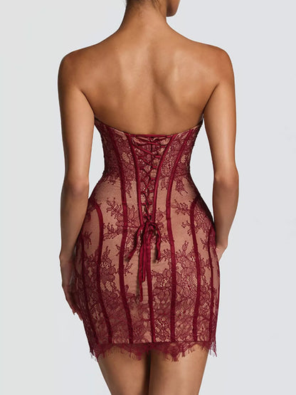 Hazel Blues® |  Lace Detail Tube Mini Dress