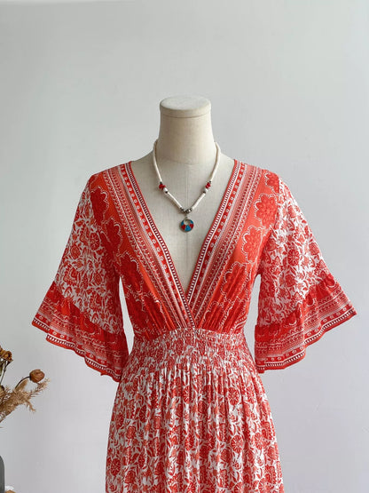 Hazel Blues® |  Floral Deep V-Neck Dress