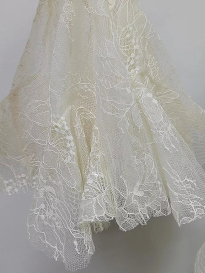 Hazel Blues® |  Ruffled Hem Lace Long Sleeve Dress
