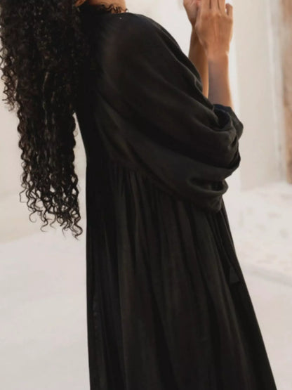 Hazel Blues® |  Tie Neck 3/4 Sleeve Midi Dress