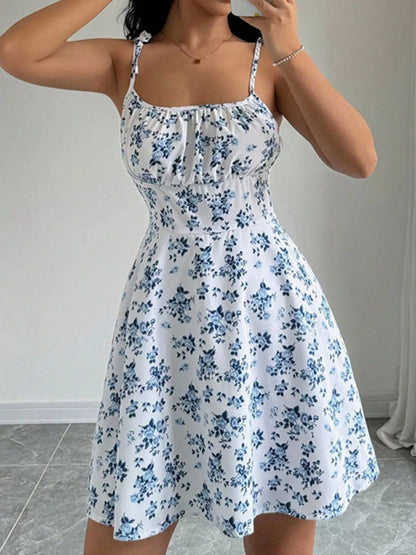Hazel Blues® |  Floral Print Tie Strap Mini Dress