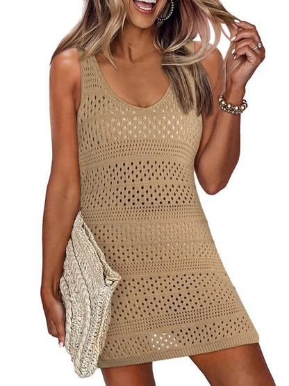 Hazel Blues® |  Crochet Knit Cover-Up Dress with Side Slit