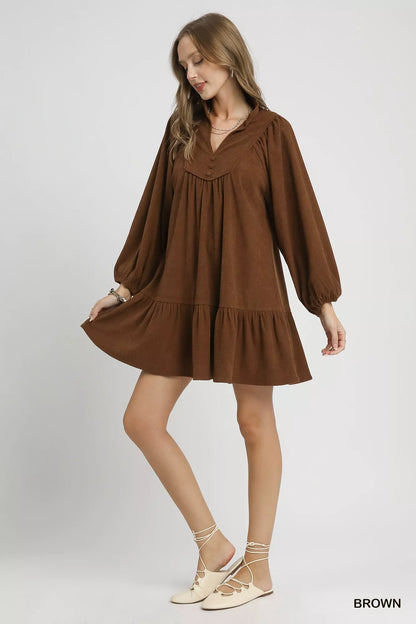 Hazel Blues® |  Umgee Corduroy Tiered Babydoll Dress