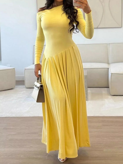 Hazel Blues® |  Ruched One Shoulder Long Sleeve Dress