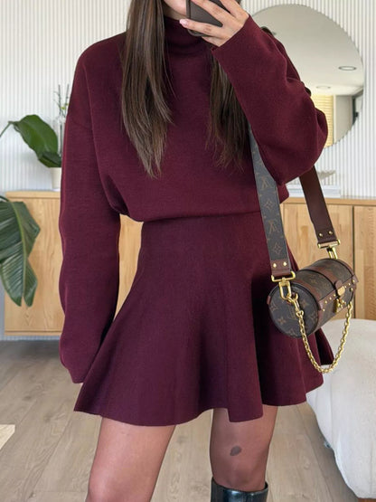 Hazel Blues® |  Round Neck Long Sleeve Mini Sweater Dress