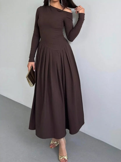 Hazel Blues® |  Ruched One Shoulder Long Sleeve Dress