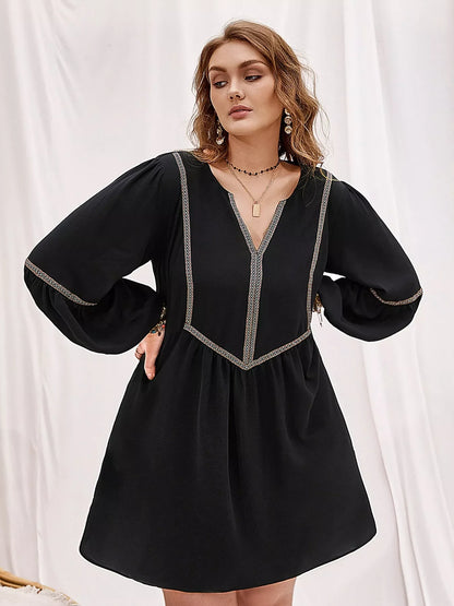 Hazel Blues® | Notched Balloon Sleeve Mini Dress