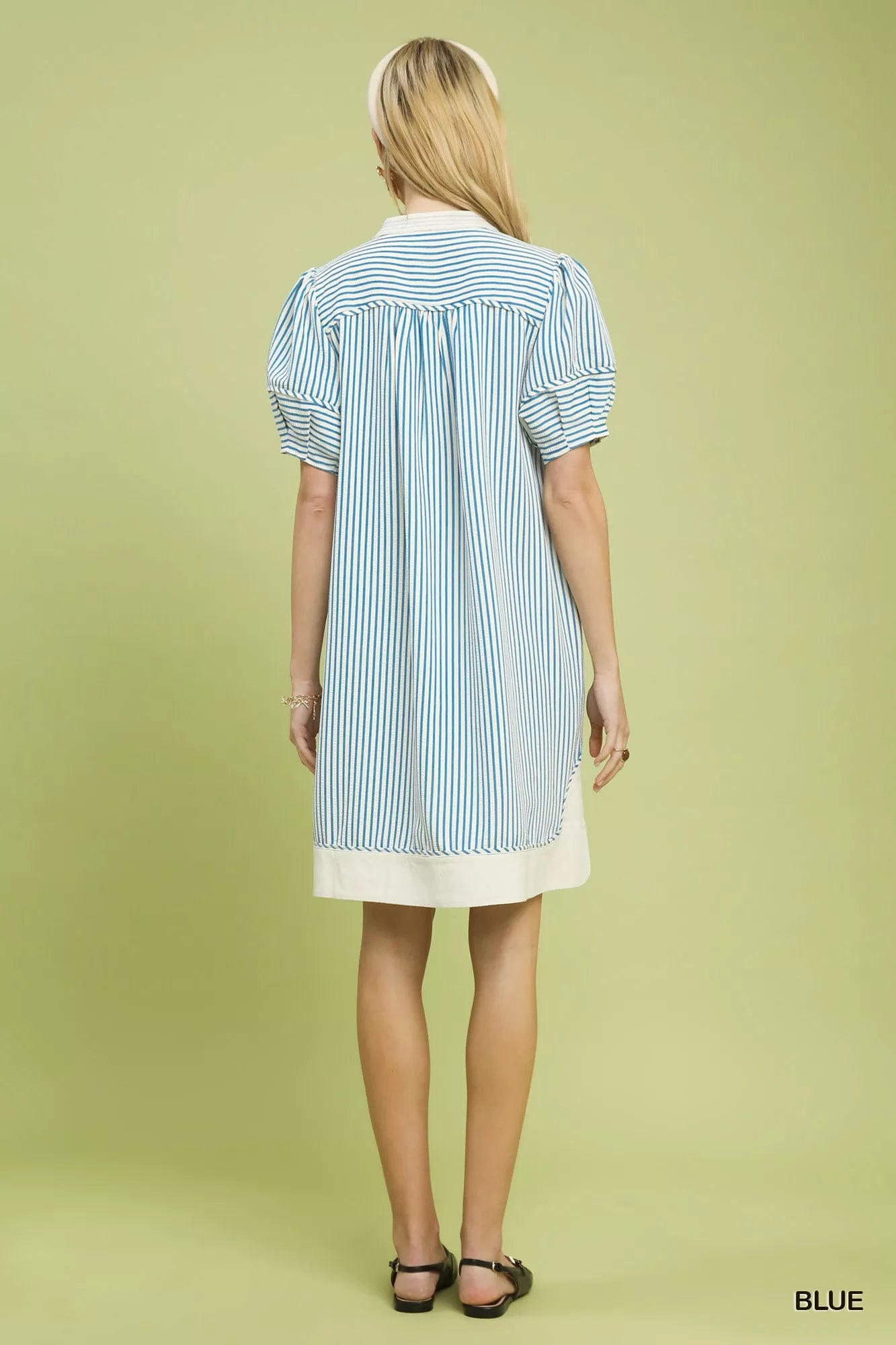 Hazel Blues® |  Umgee Pinstripe Shift Dress with Contrast Trim