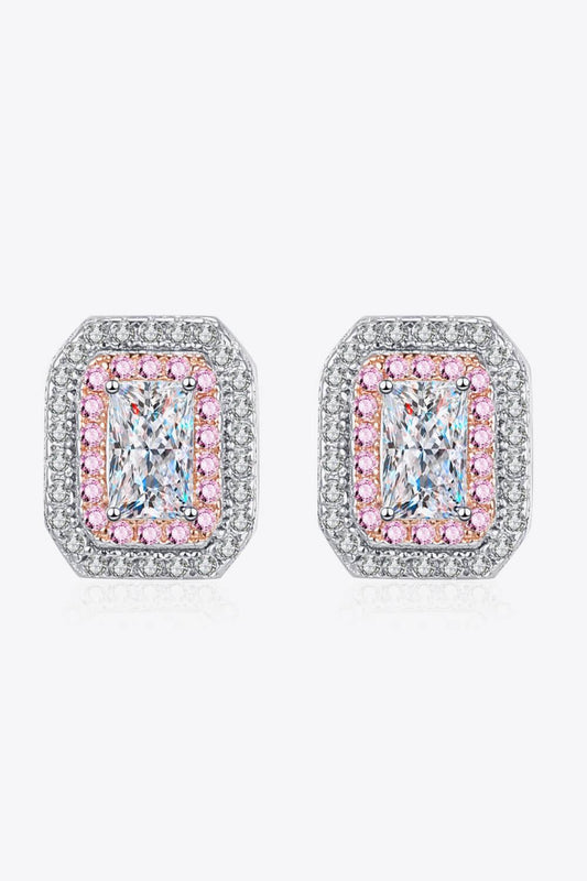 Hazel Blues® | 1 Carat Moissanite and Zircon Contrast Geometric Stud Earrings