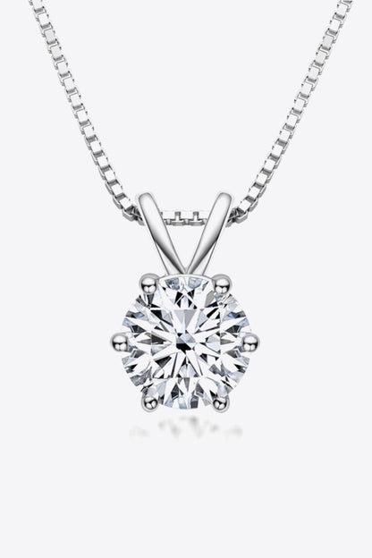 Hazel Blues® | 925 Sterling Silver 1 Carat Moissanite Pendant Necklace