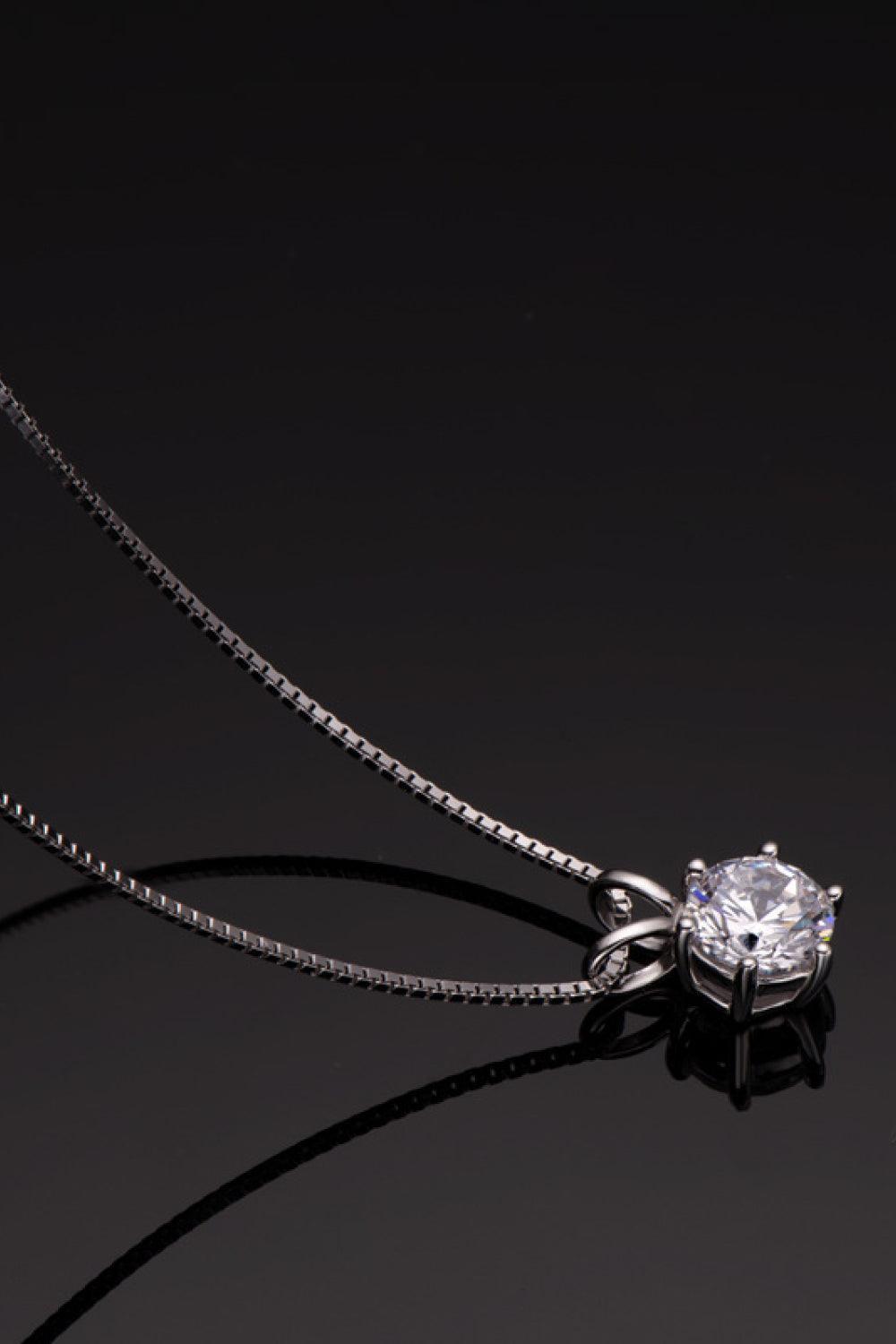 Hazel Blues® | 925 Sterling Silver 1 Carat Moissanite Pendant Necklace