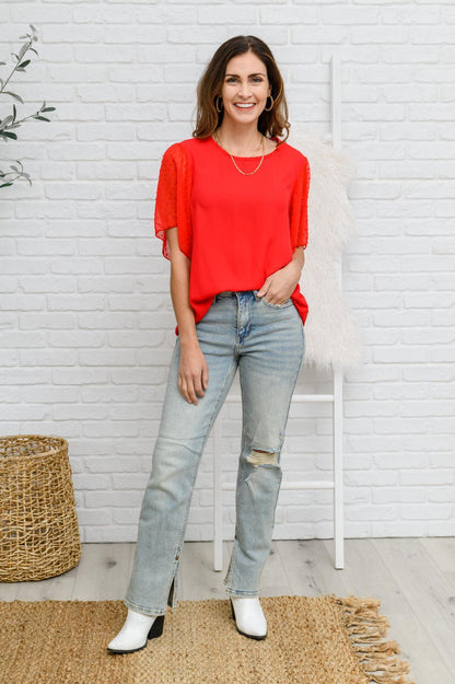 Hazel Blues® | Best Of My Love Short Sleeve Blouse In Red