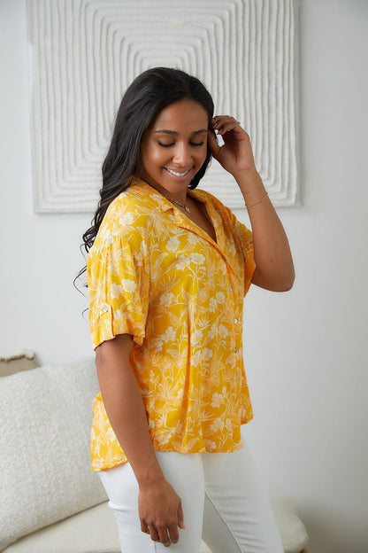 Hazel Blues® | Clementine Floral Button Up Blouse