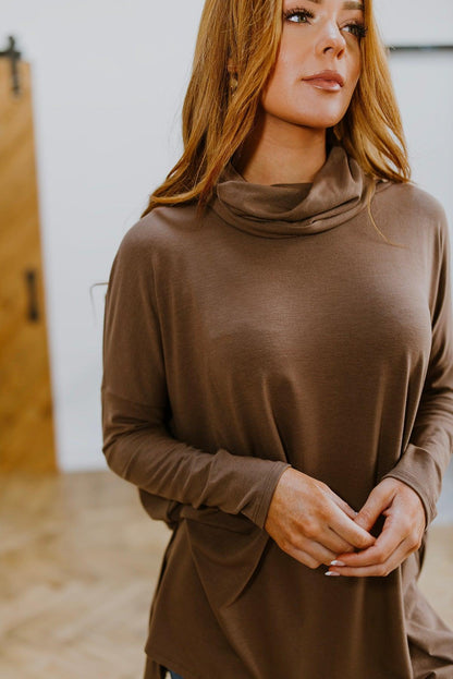 Hazel Blues® | Comfort First Cowl Neck Hi-Low Long Sleeve