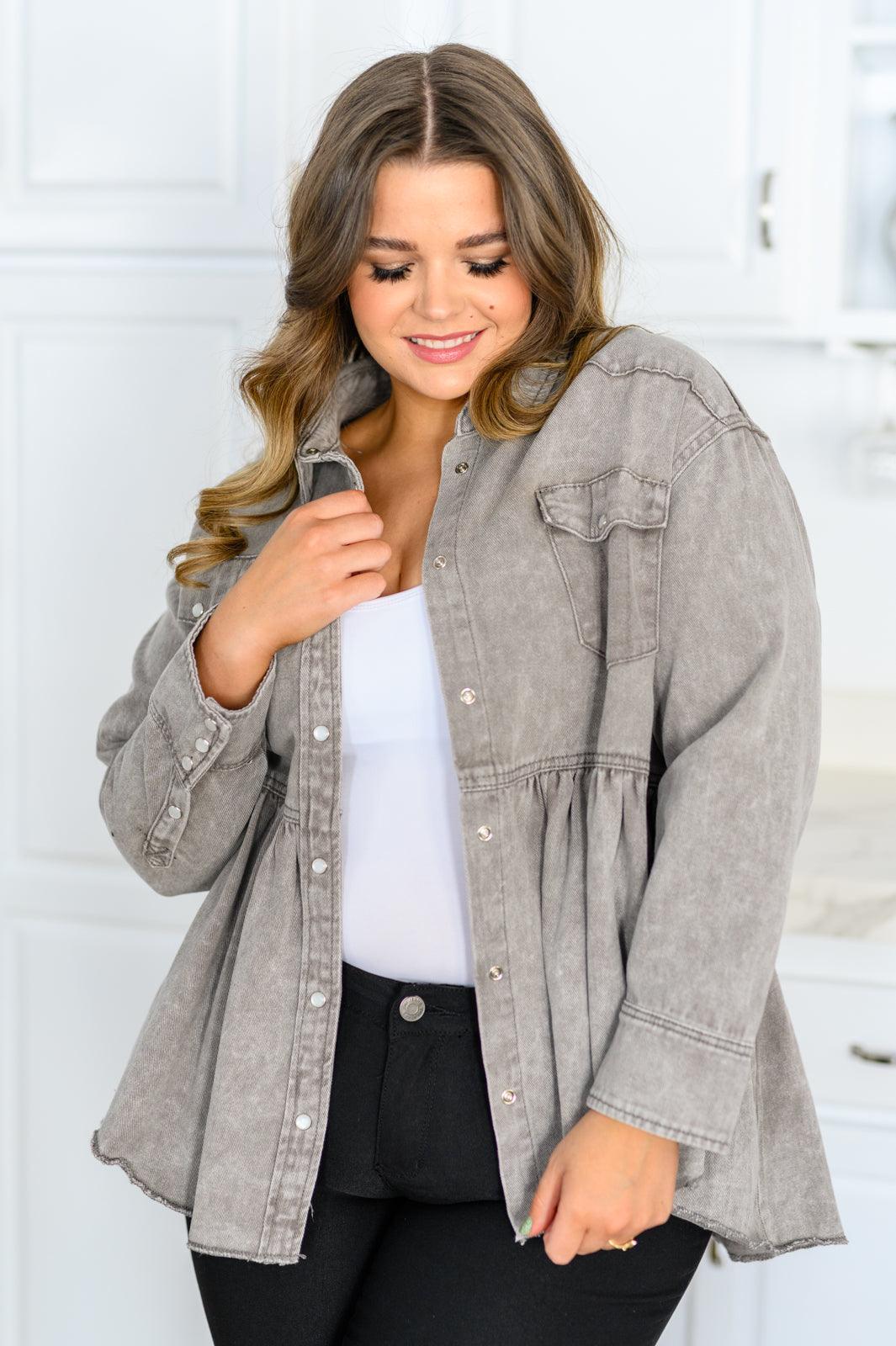 Hazel Blues® | Earl Grey Button Up Long Sleeve Top
