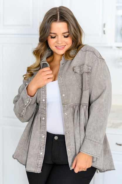 Hazel Blues® | Earl Grey Button Up Long Sleeve Top