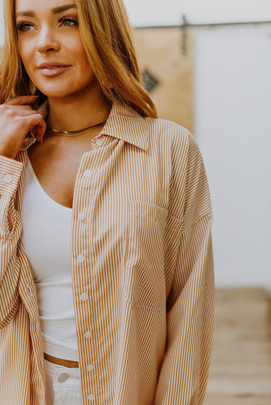 Hazel Blues® | Easy On The Eyes Striped Button Up