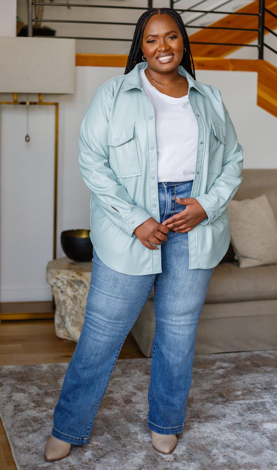 Hazel Blues® | Endlessly Longing Faux Leather Shacket