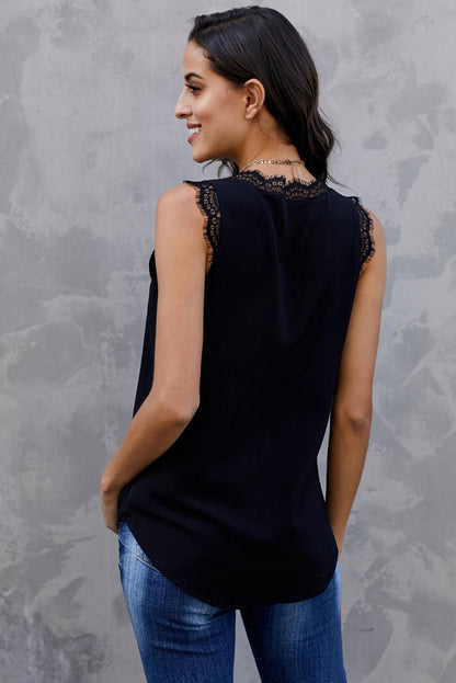 Hazel Blues® | Eyelash Lace V-Neck Tank Top