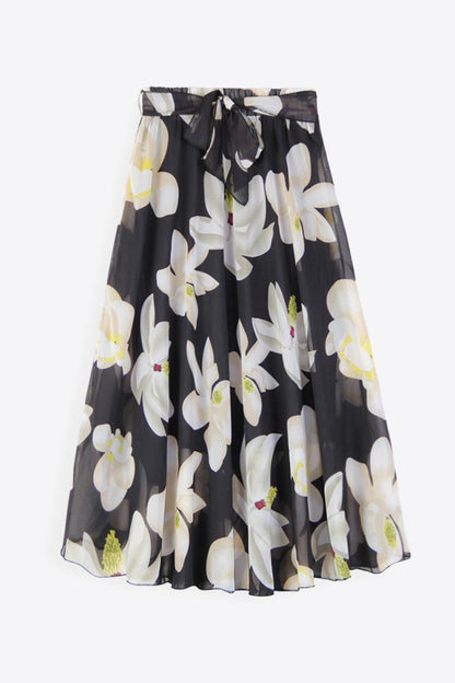 Hazel Blues® | Floral Tie-Waist Skirt