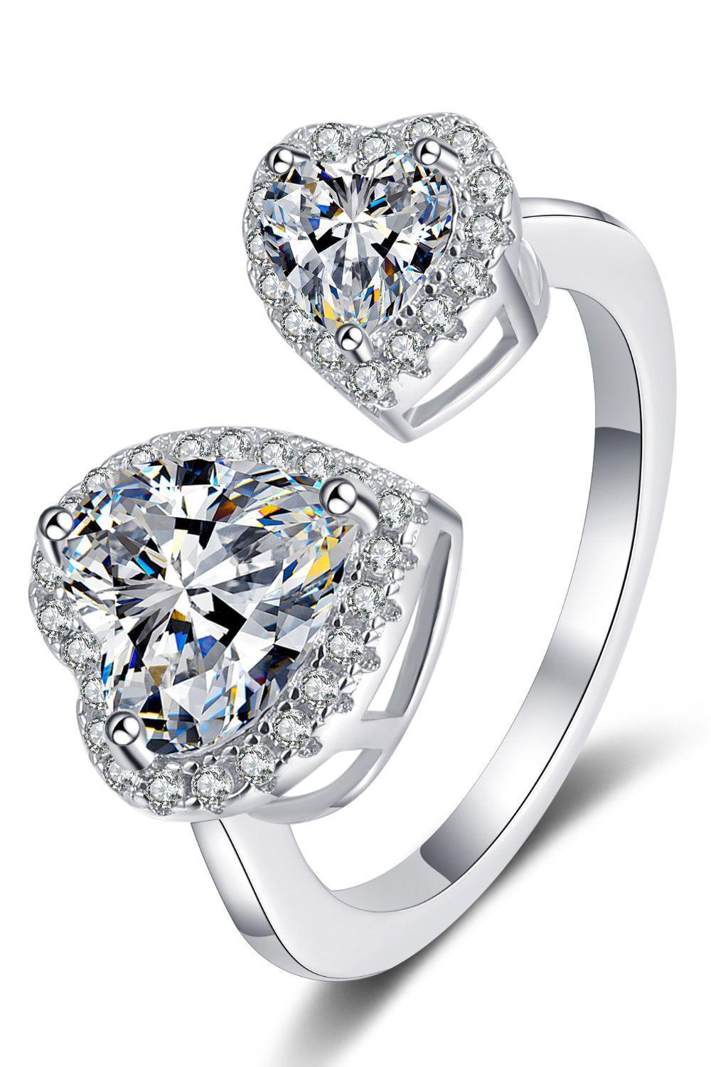 Hazel Blues® | Heart-Shape Moissanite Open Ring