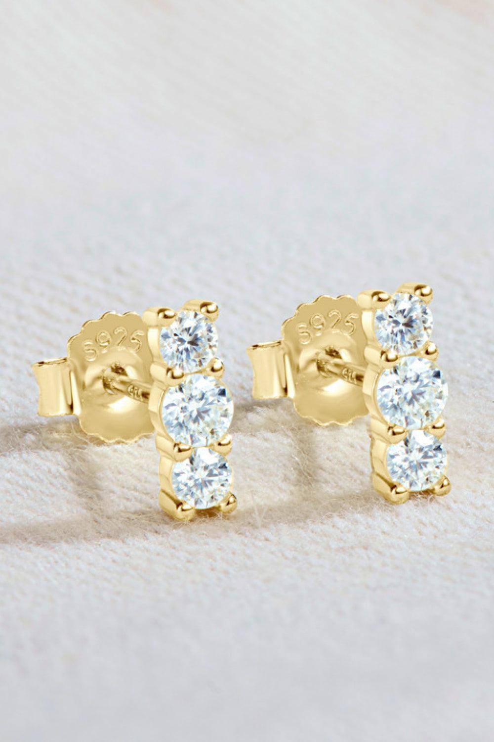 Hazel Blues® | Heartbeat Rhythm 925 Sterling Silver Moissanite Stud Earrings