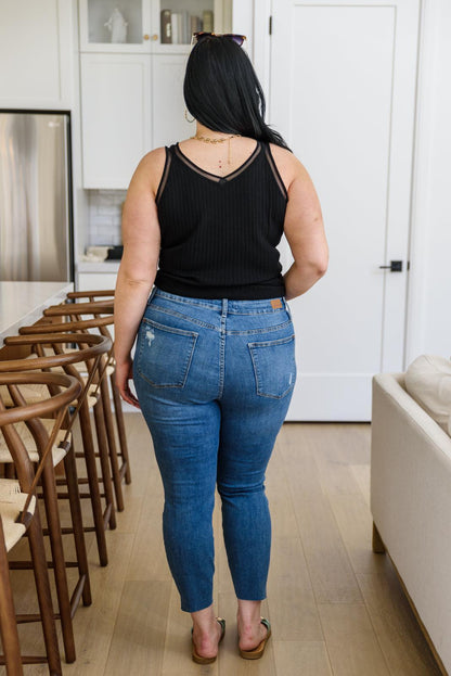 Hazel Blues® | Hi-waisted Dandelion Embroidery Skinny