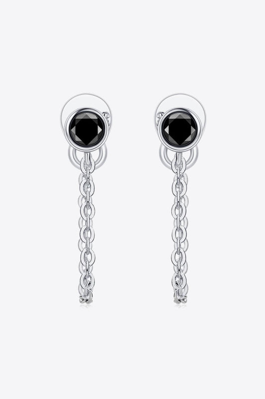Hazel Blues® | Inlaid Moissanite Chain Earrings