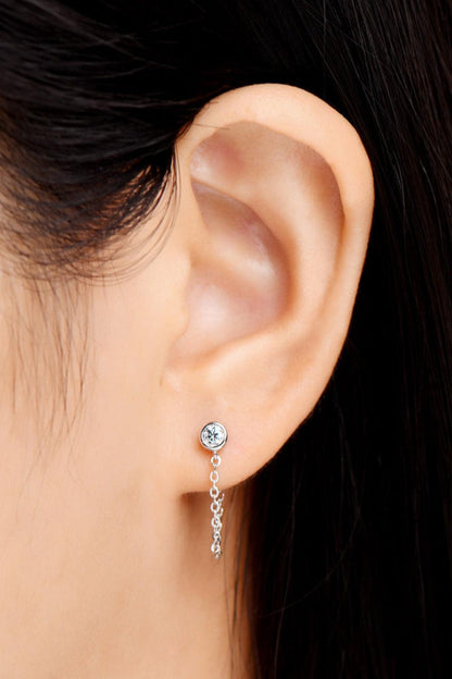 Hazel Blues® | Inlaid Moissanite Chain Earrings