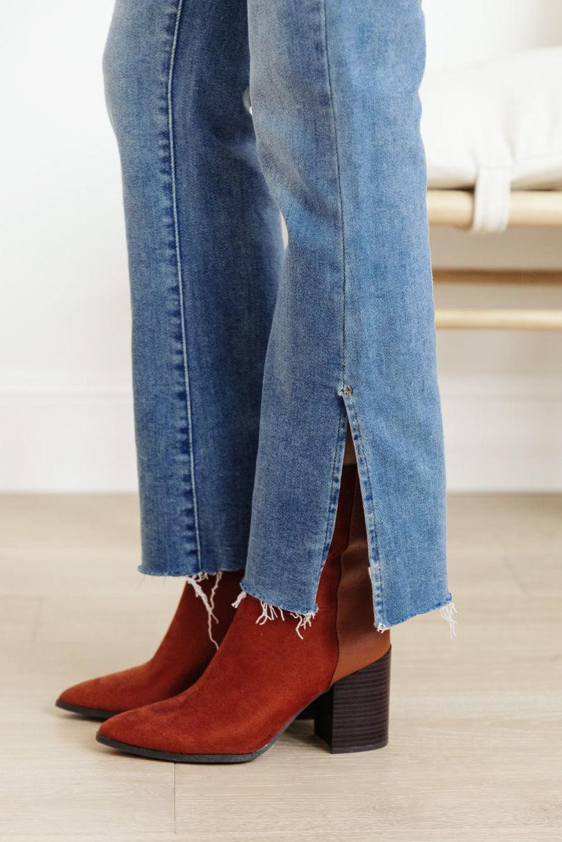 Hazel Blues® | Jody Slim Flare Side Slit Jeans