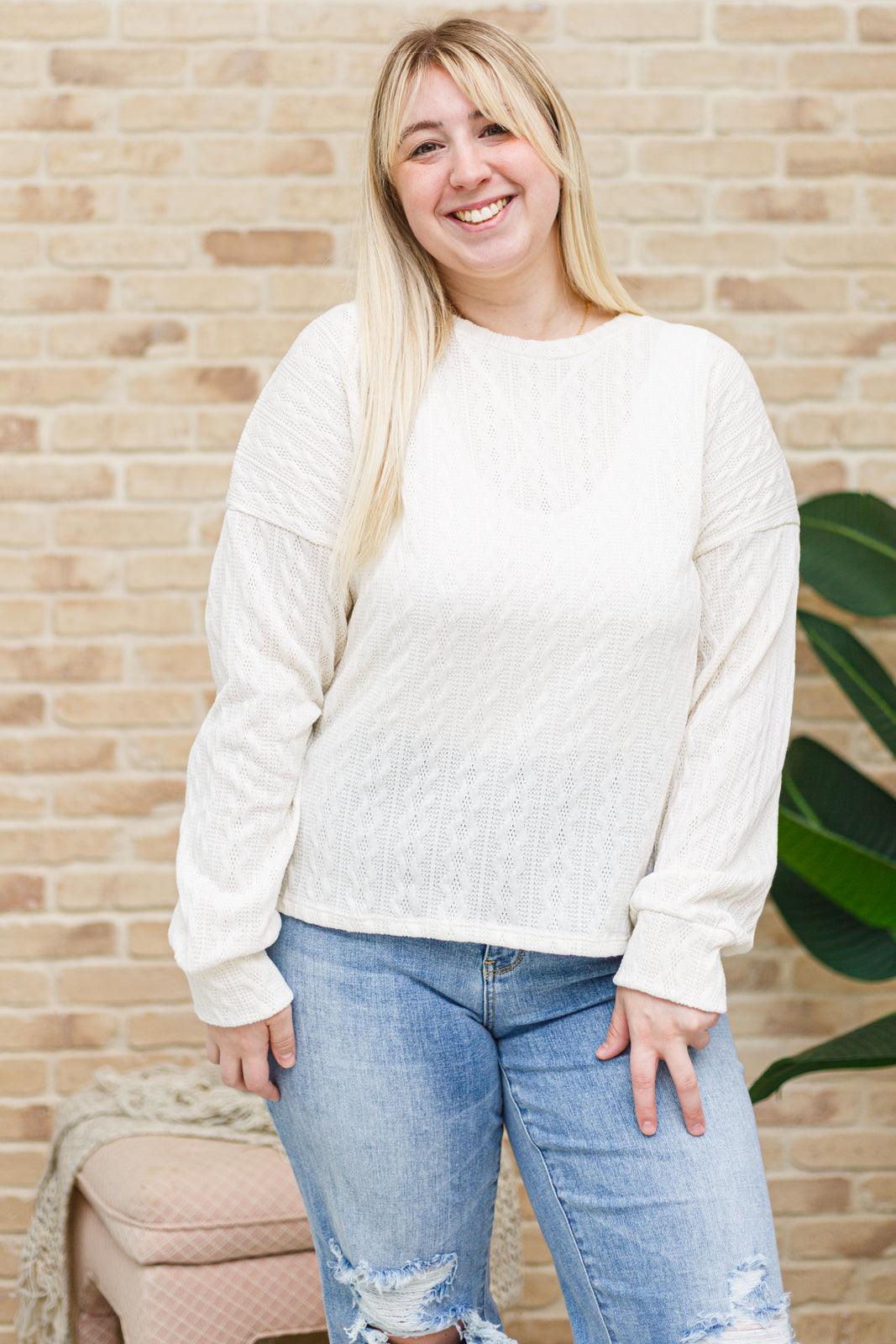 Hazel Blues® | Keep Me Here Knit Sweater in Cream