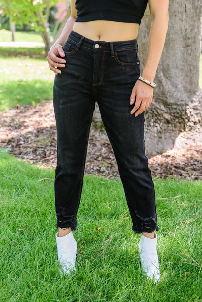 Hazel Blues® | Kelbie Destroyed Hem Crop Jeans