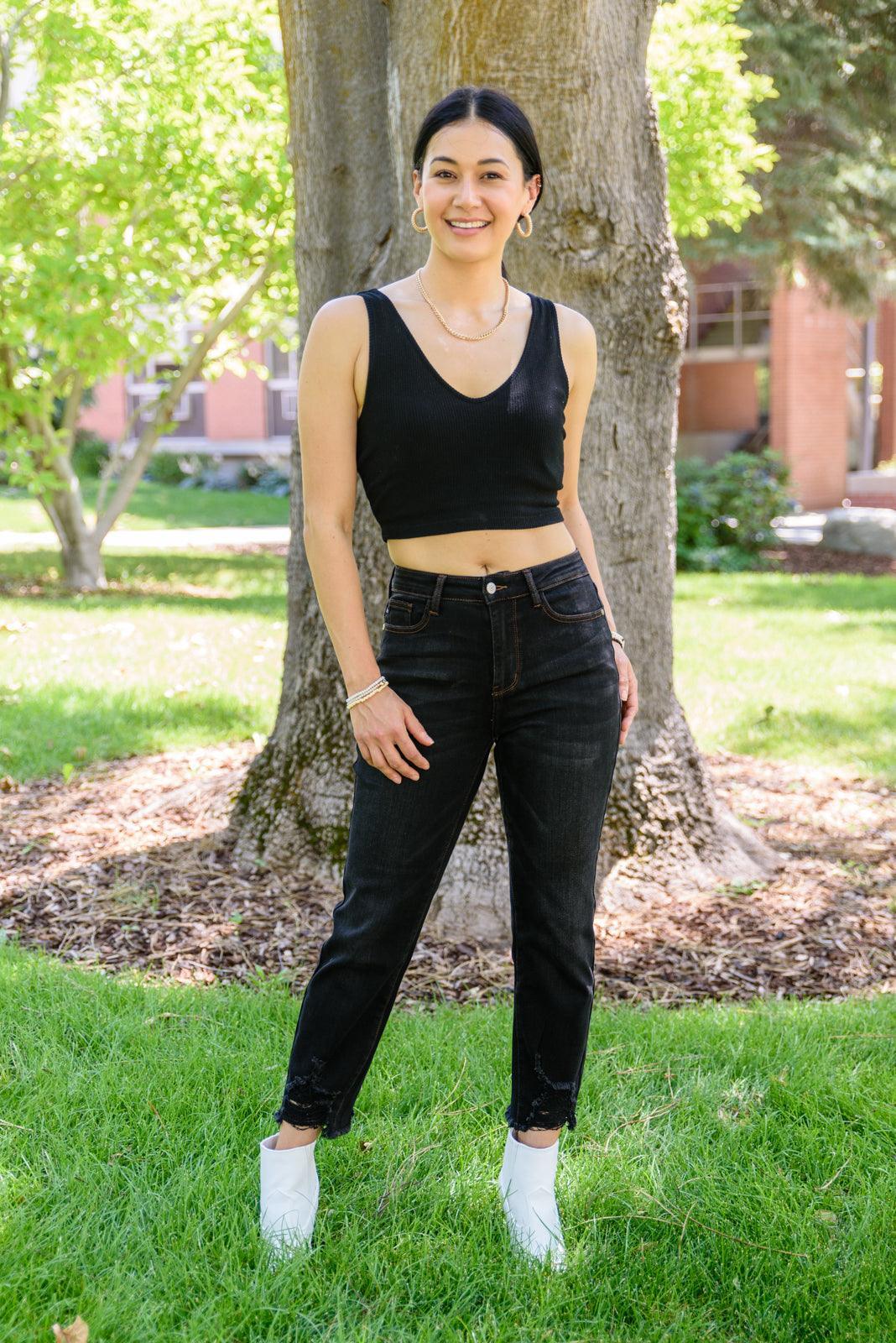 Hazel Blues® | Kelbie Destroyed Hem Crop Jeans