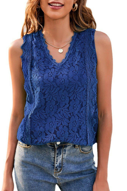Hazel Blues® |  Lace V-Neck Tank