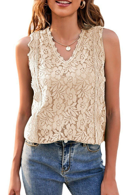 Hazel Blues® |  Lace V-Neck Tank