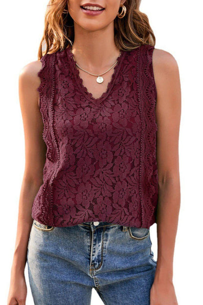Hazel Blues® |  Lace V-Neck Tank