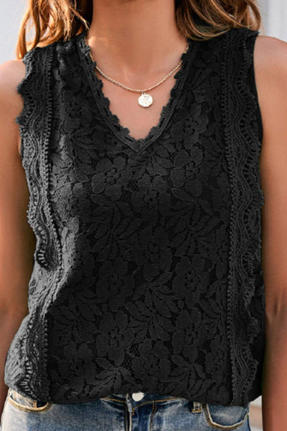 Hazel Blues® |  Lace V-Neck Tank