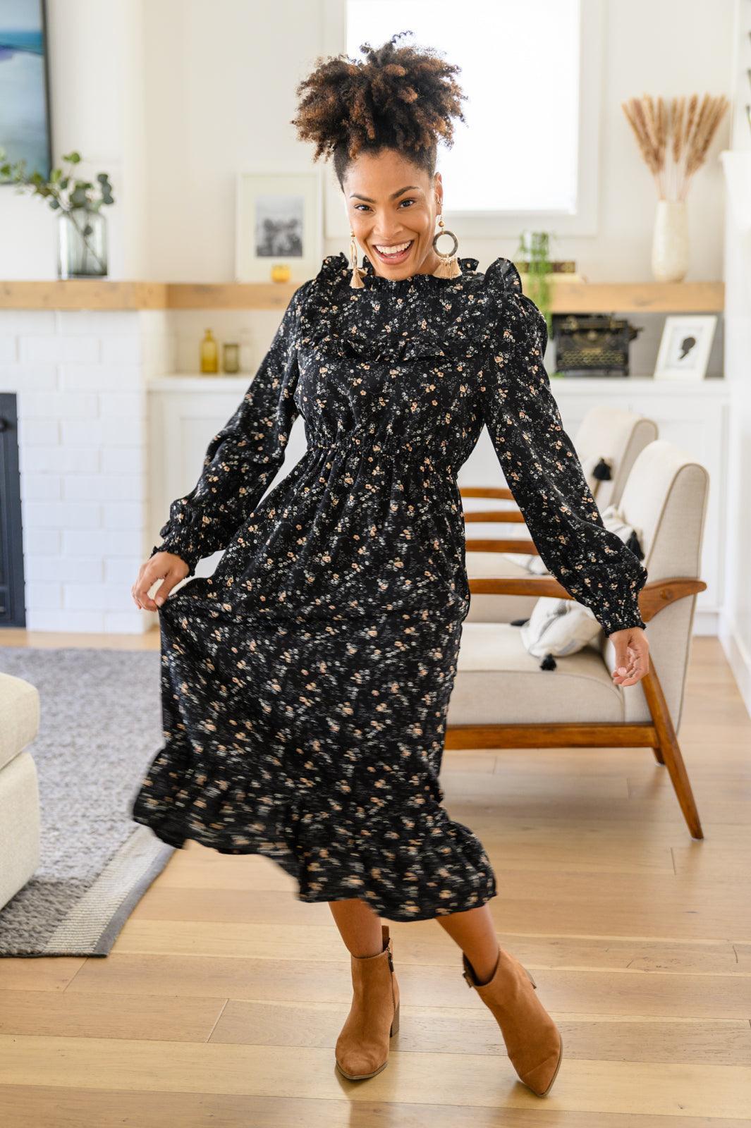 Hazel Blues® | Larissa Long Sleeve Ruffle Hem Dress
