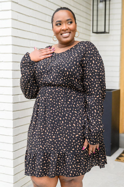 Hazel Blues® | Make Your Happiness Long Sleeve Dress in Black