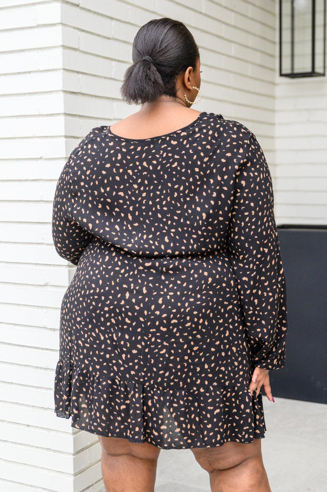 Hazel Blues® | Make Your Happiness Long Sleeve Dress in Black