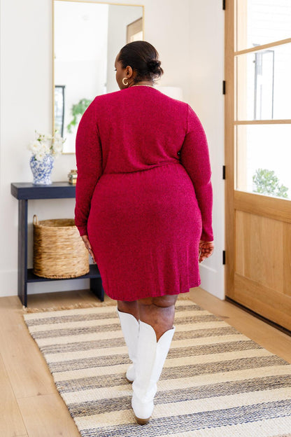 Hazel Blues® | Only You Surplice Neck Sparkle Knit Dress In Magenta