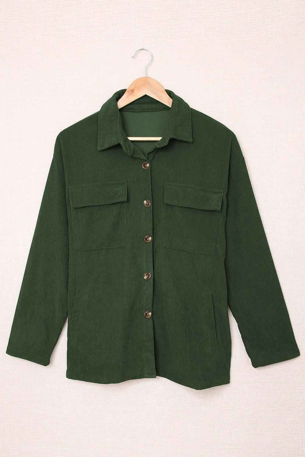 Hazel Blues® | Pocketed Button Ribbed Textured Shacket