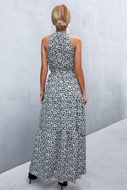 Hazel Blues® | Printed Sleeveless Tie Waist Maxi Dress