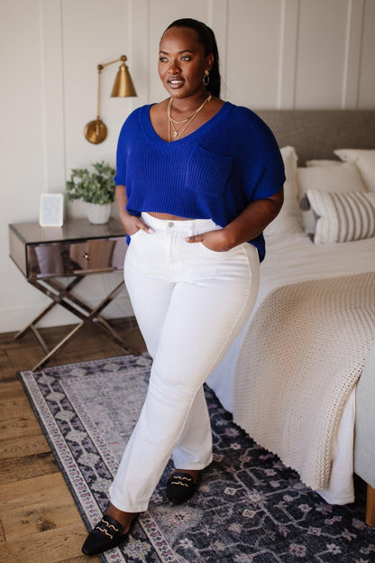 Hazel Blues® | Pure White High Waist Boot Cut Jeans