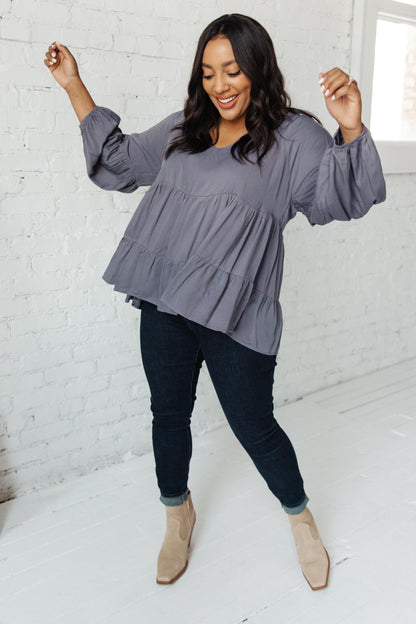 Hazel Blues® | Sassy Swing Top in Charcoal