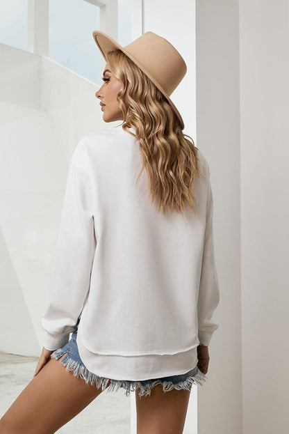 Hazel Blues® | Side Slit Drop Shoulder Sweatshirt