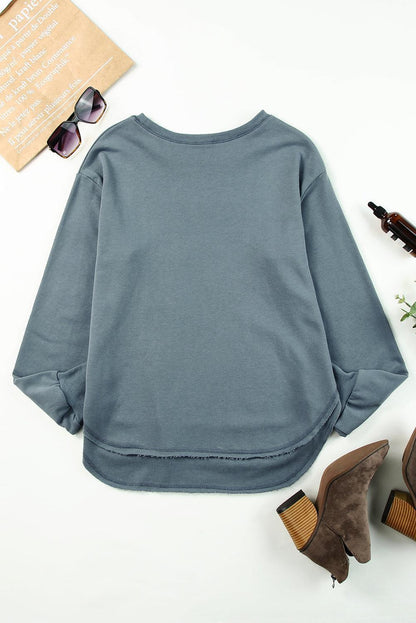 Hazel Blues® | Side Slit Drop Shoulder Sweatshirt