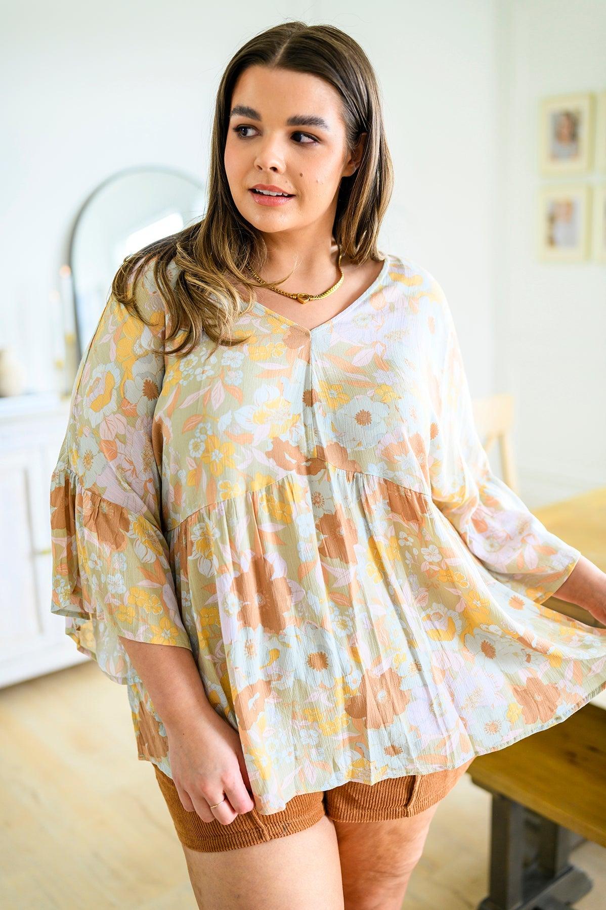 Hazel Blues® |  Singled Out Floral Blouse in Green